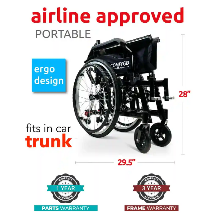 ComfyGo X-1 Lightweight Manual Wheelchair - MobilityActive -  ComfyGO