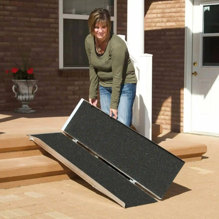 PVI Single Fold Threshold Ramp (2ft to 6ft Aluminum) - MADE IN USA - MobilityActive -  PVI Manufacturing